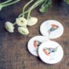 Illustrated Ceramic Buttons Robin Red Breast
