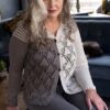 Alfa 2 Color Striped Eyelet Diamond Cardigan