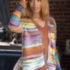 Multi Striped Long V-Neck Cardigan