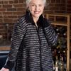 Reverse Striped Dart Swing Cardigan