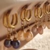 My Pearl Pair of Pearl Stitch Marker Earrings – Gold