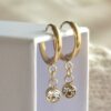 My Pearl Pair of Zircon Stitch Marker Earrings – Gold (Crystal Circle)