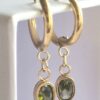 My Pearl Pair of Zircon Stitch Marker Earrings – Gold (Green Oval)