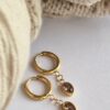 My Pearl Pair of Zircon Stitch Marker Earrings – Gold (Pink Drop)