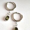 My Pearl Pair of Zircon Stitch Marker Earrings – Silver (Green Oval)