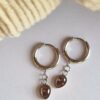 My Pearl Pair of Zircon Stitch Marker Earrings – Silver (Pink Drop)