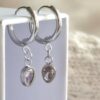My Pearl Pair of Zircon Stitch Marker Earrings – Silver (Pink Drop)